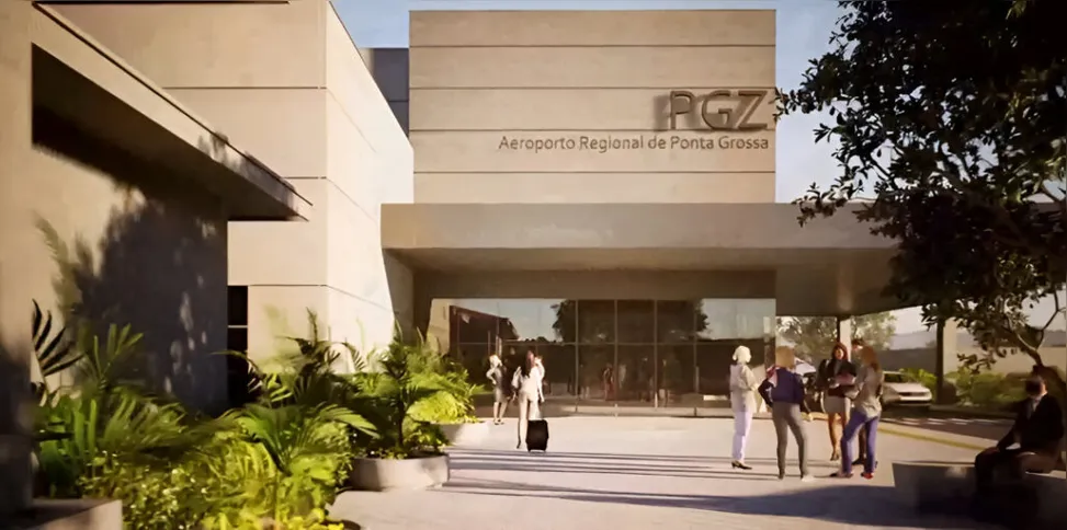 Projeção mostra como o Aeroporto Regional de Ponta Grossa deve ficar após as obras.