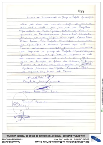 O termo confere a transferência de cargo até a sexta-feira (20).