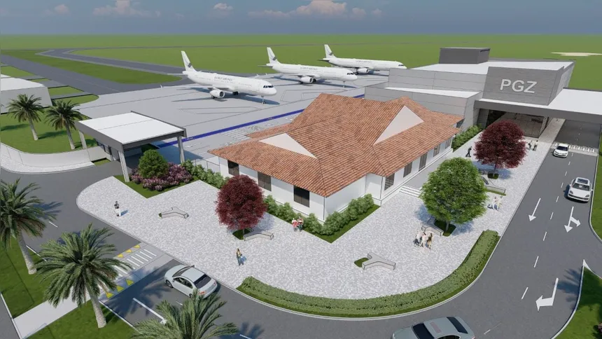 O projeto do Aeroporto de Ponta Grossa apresenta ampliação do pátio de aeronaves, taxiway e estacionamento. A ampliação da pista ainda está sendo discutida.