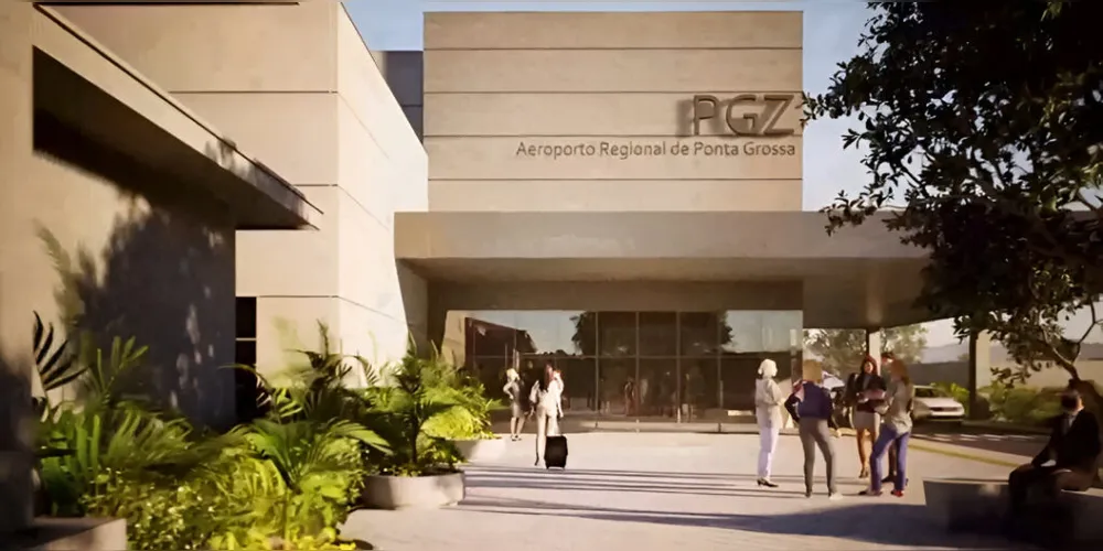 Projeção mostra como o Aeroporto Regional de Ponta Grossa deve ficar após as obras.