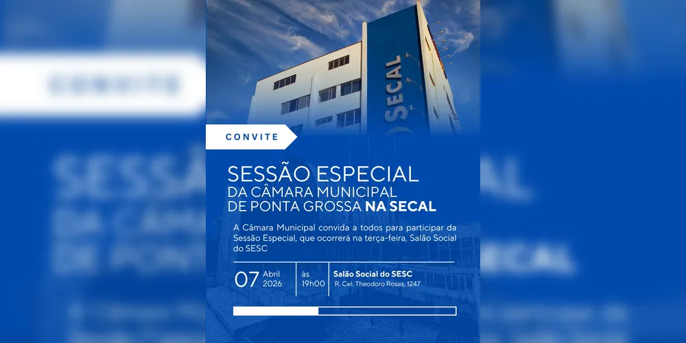 O convite para a sessão da sessão especial na UniSecal em 7 de abril.