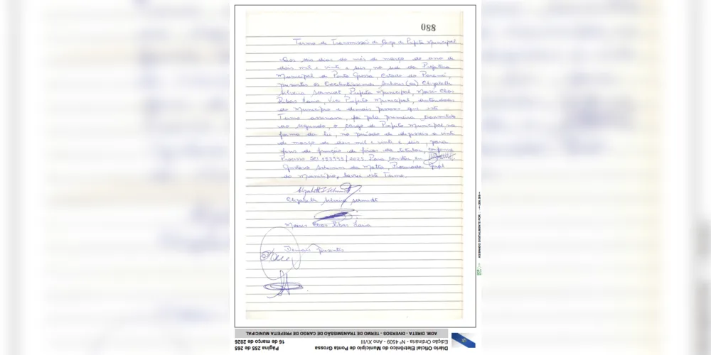 O termo confere a transferência de cargo até a sexta-feira (20).