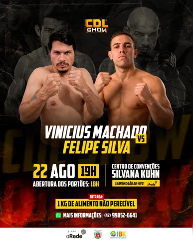 Imagem ilustrativa da imagem CDL Show terá duelo de kickboxing entre Vinicius Machado e Filipe Silva