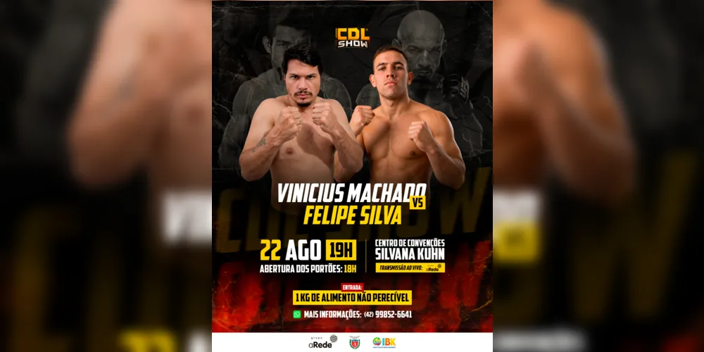 Imagem ilustrativa da imagem CDL Show terá duelo de kickboxing entre Vinicius Machado e Filipe Silva