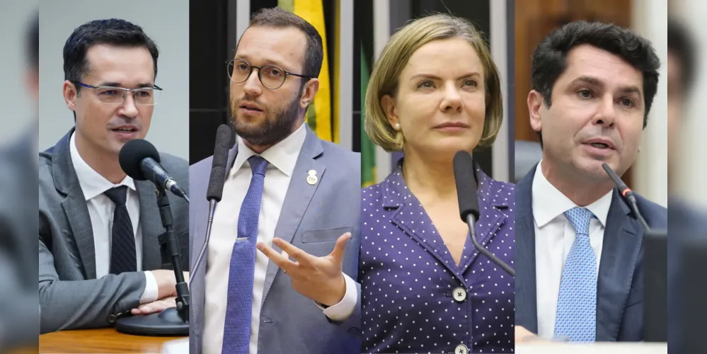 Deltan Dallagnol (Novo), Filipe Barros (PL), Gleisi Hoffmann (PT) e Alexandre Curi (Republicanos)