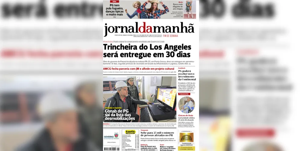 Imagem ilustrativa da imagem Capa da edição deste fim de semana (01, 02 e 03/06/2019) do JM