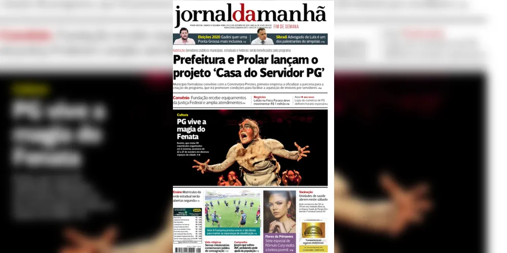 Imagem ilustrativa da imagem Capa da edição deste fim de semana (19, 20 e 21/10/2019) do JM