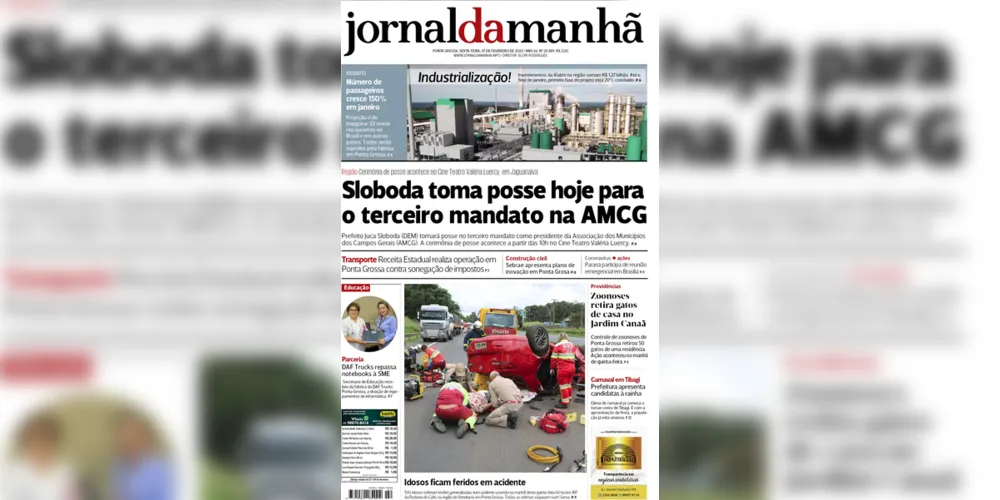 Imagem ilustrativa da imagem Capa da edição desta sexta-feira (07/02/2020) do JM