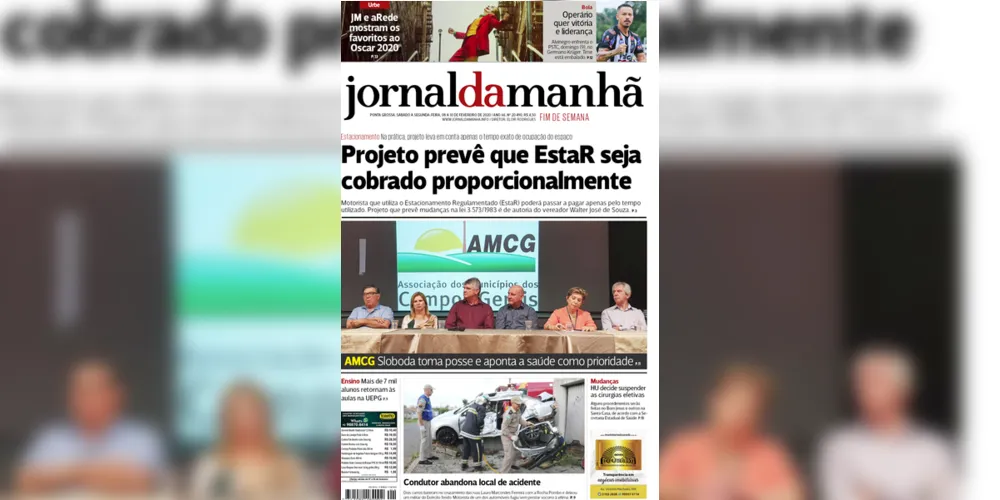 Imagem ilustrativa da imagem Capa da edição deste fim de semana (08, 09 e 10/02/2020) do JM