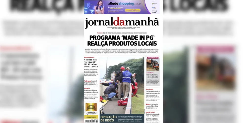 Imagem ilustrativa da imagem Capa da edição desta quarta-feira (03/06/2020) do JM