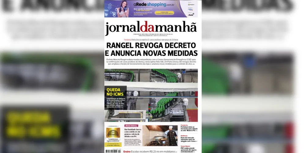 Imagem ilustrativa da imagem Capa da edição desta sexta-feira (05/06/2020) do JM