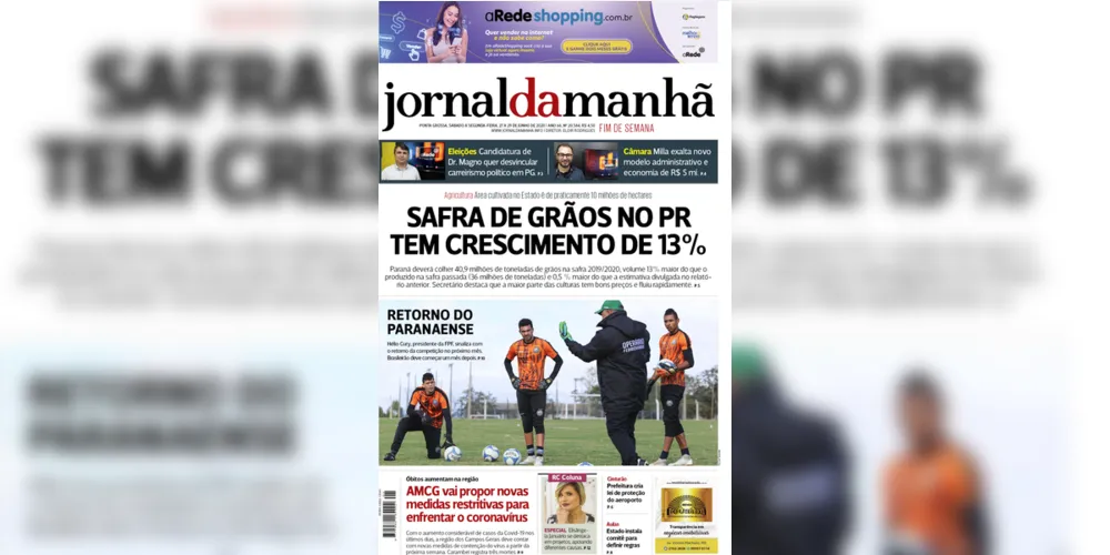 Imagem ilustrativa da imagem Capa da edição deste fim de semana (27, 28 e 29/06/2020) do JM