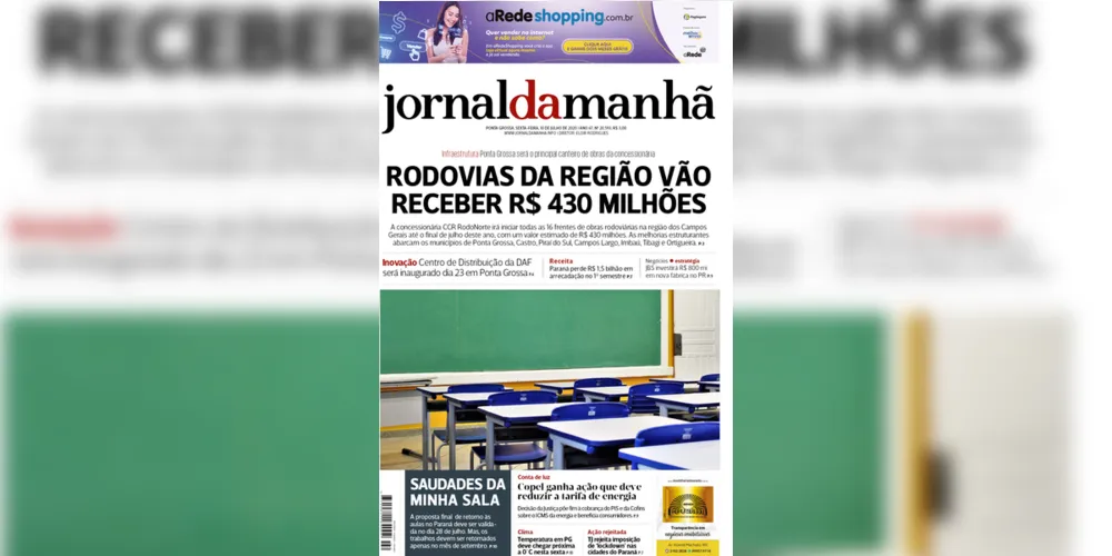 Imagem ilustrativa da imagem Capa da edição desta sexta-feira (10/07/2020) do JM