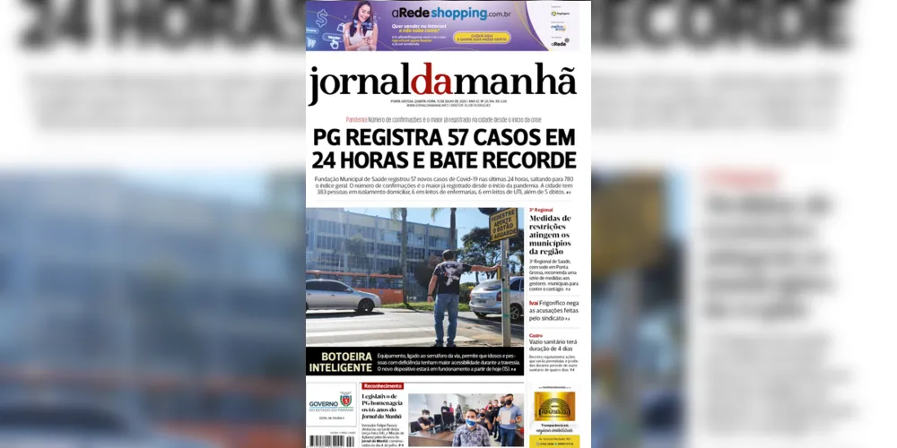 Imagem ilustrativa da imagem Capa da edição desta quarta-feira (15/07/2020) do JM