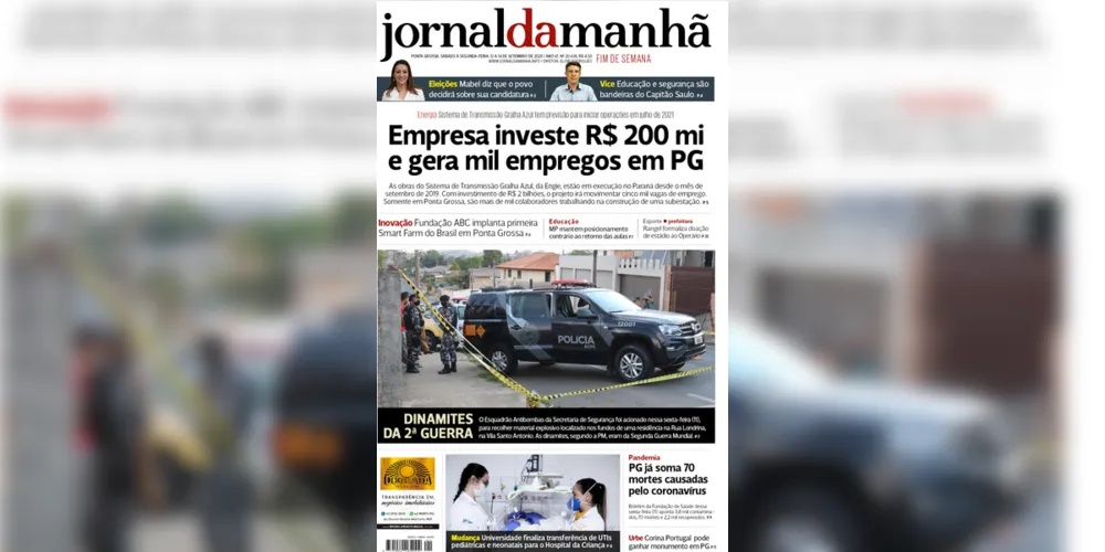 Imagem ilustrativa da imagem Capa da edição deste fim de semana (12, 13, 14/09/2020) do JM