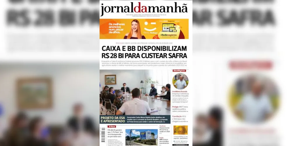 Imagem ilustrativa da imagem Capa da edição desta quarta-feira (24/02/2021) do JM