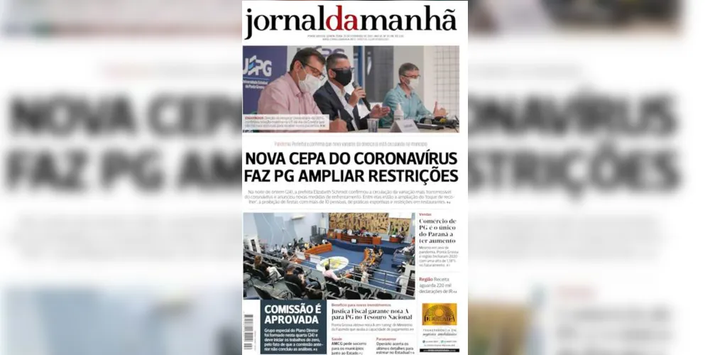 Imagem ilustrativa da imagem Capa da edição desta quinta-feira (25/02/2020) do JM