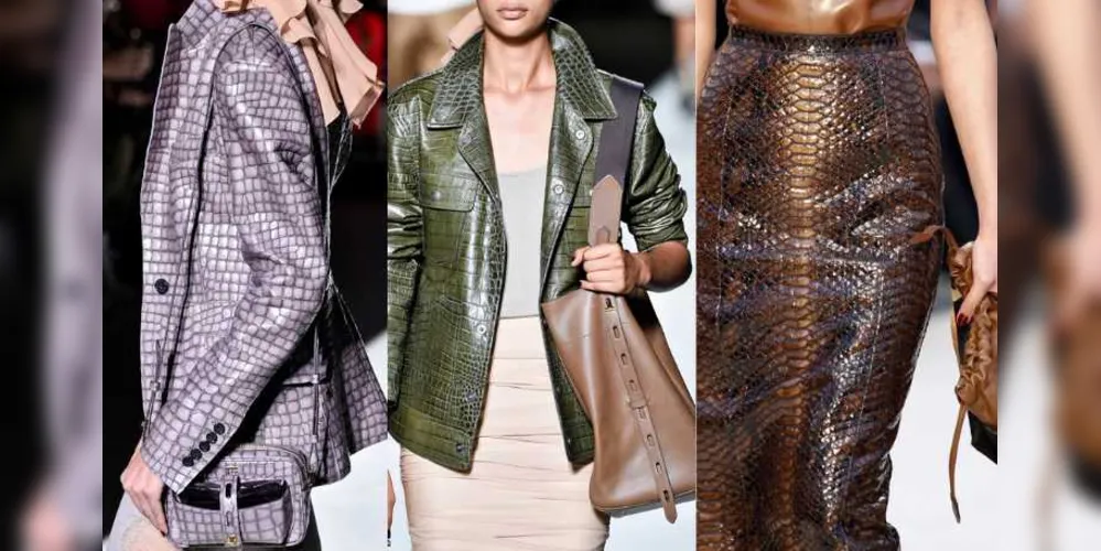Hoje as marcas investem nesta textura de crocodilo no faux croco (falso croco)
