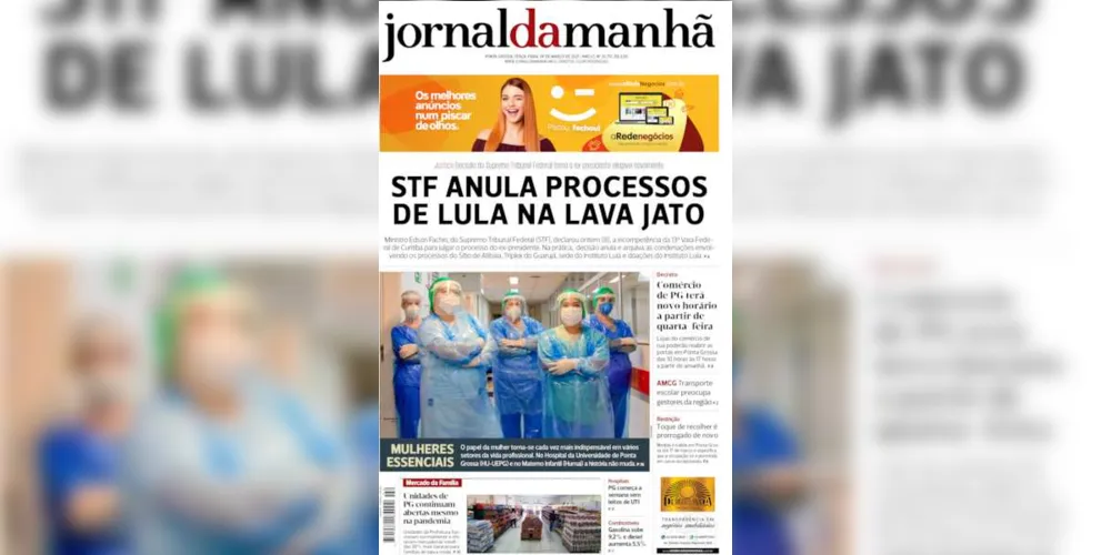 Imagem ilustrativa da imagem Capa da edição desta terça-feira (09/03/2021) do JM