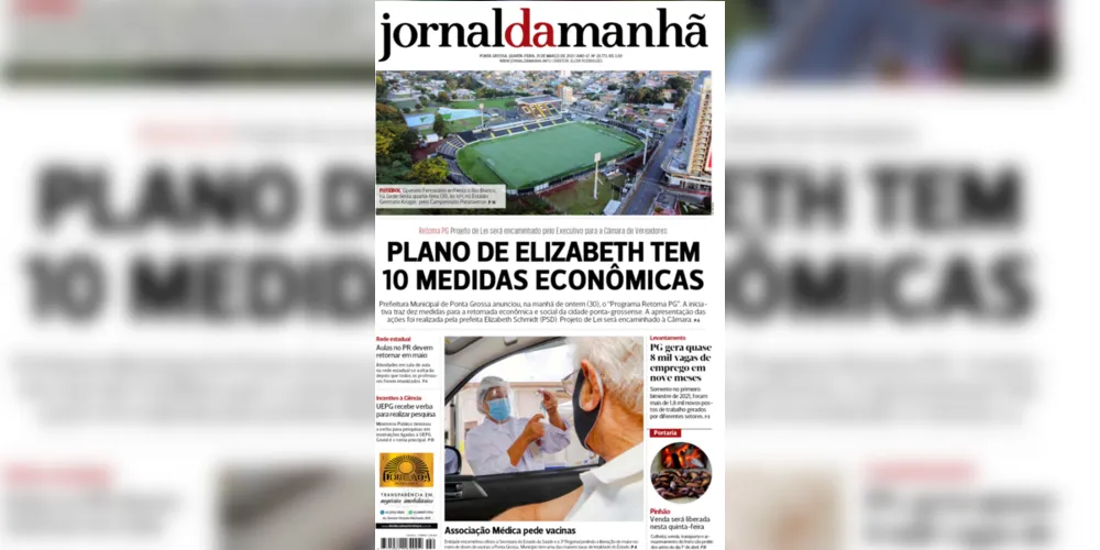 Imagem ilustrativa da imagem Capa da edição desta quarta-feira (31/03/2021) do JM