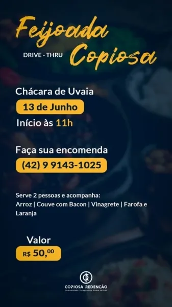 Copiosa promove feijoada em prol da Comunidade Pe. Wilton