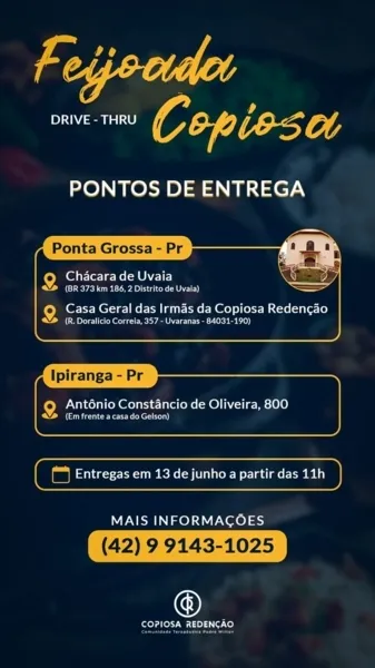 Copiosa promove feijoada em prol da Comunidade Pe. Wilton