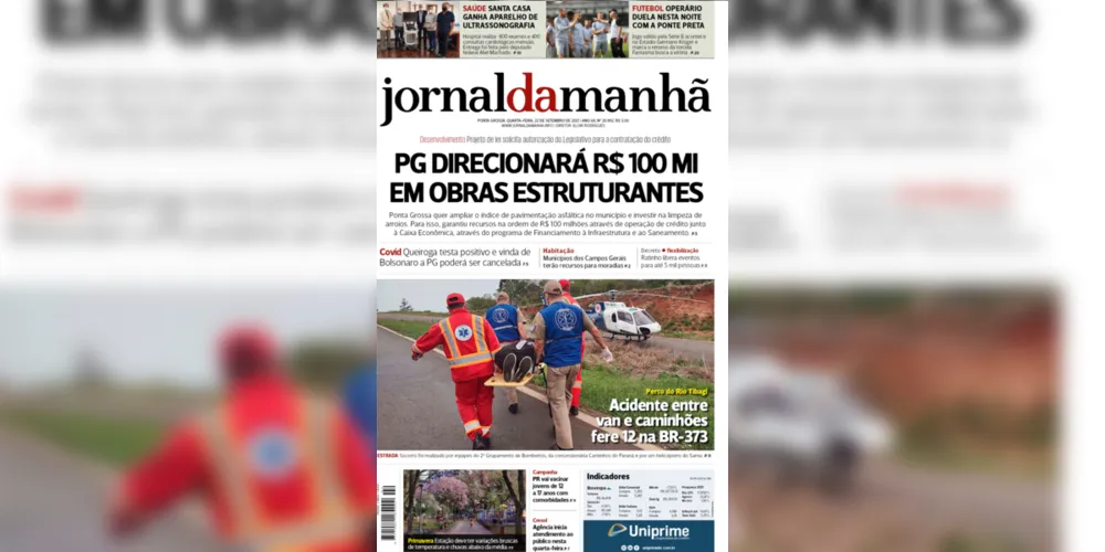 Imagem ilustrativa da imagem Capa da edição desta quarta-feira (22/09/2021) do JM