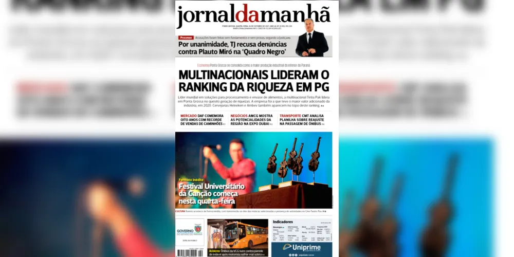Imagem ilustrativa da imagem Capa da edição desta quarta-feira (06/10/2021) do JM