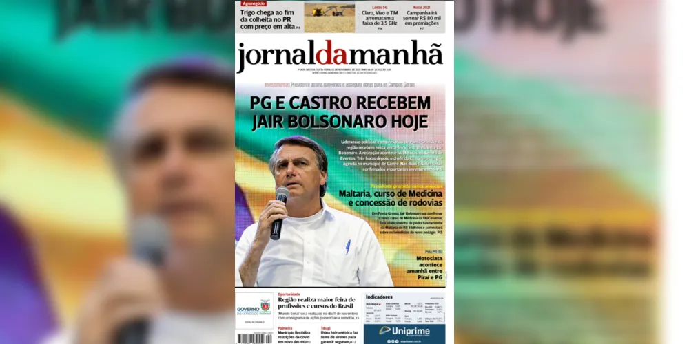 Imagem ilustrativa da imagem Capa da edição desta sexta-feira (05/11/2021) do JM
