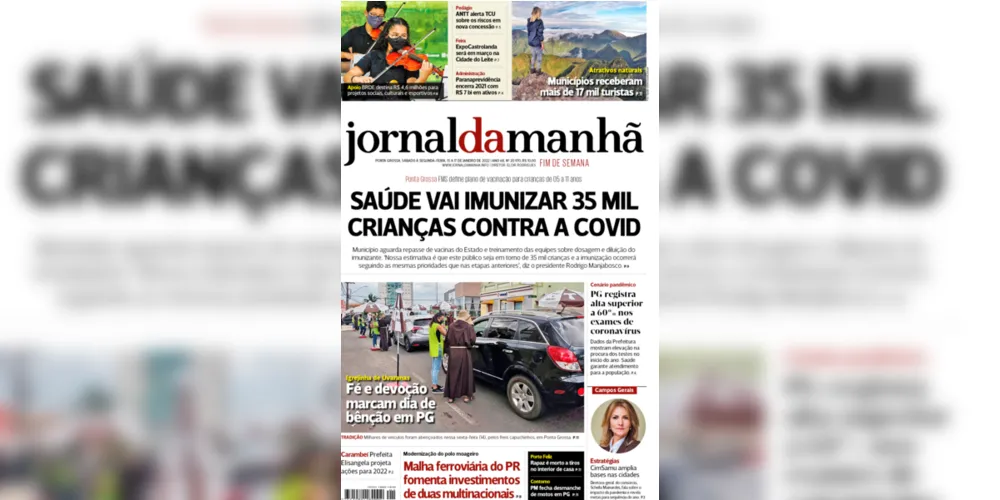 Imagem ilustrativa da imagem Capa da edição deste fim de semana (15, 16 e 17/01/2022) do JM