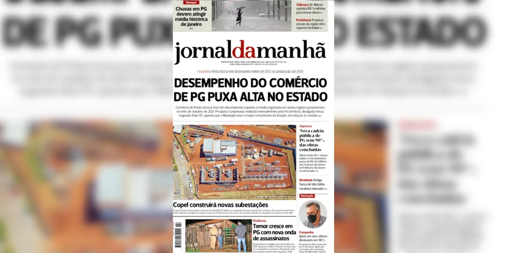 Imagem ilustrativa da imagem Capa da edição desta terça-feira (18/01/2022) do JM