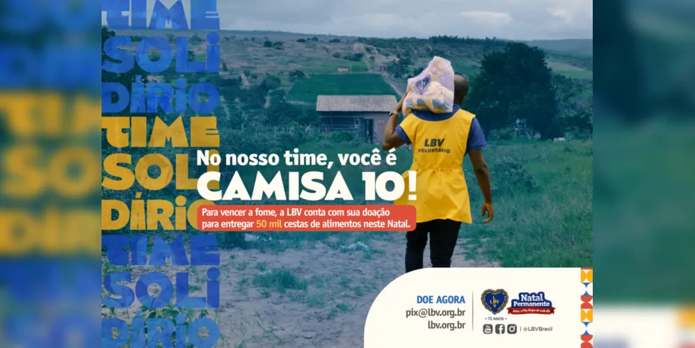 As doações devem ser em alimentos como arroz, feijão, óleo, café, dentre outros.