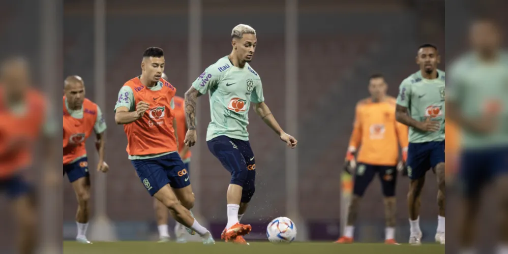 Na imagem, o possível trio de ataque da Seleção para o jogo: Martinelli, Antony e Gabriel Jesus
