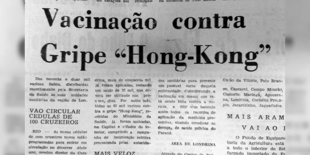 Em 10 de abril de 1969 o JM publicou um artigo que orientava a população sobre a vacinação contra a “Gripe Hong Kong”