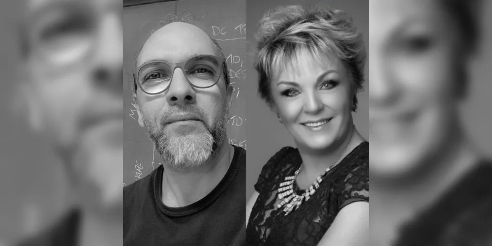 À esquerda Adriano Daluca Bueno e à direita Simone Mirian Rizental, ex-alunos da UEPG