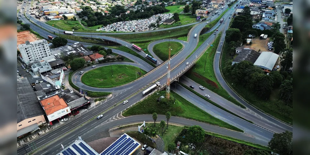 Viaduto Eurico Batista Rosas, ponto de encontro das BRs 373, 376 e PR-151