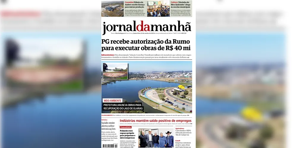 Imagem ilustrativa da imagem Capa da edição desta quinta-feira (2/10/2025), do JM