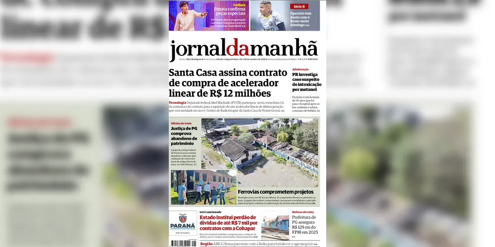 Imagem ilustrativa da imagem Capa da edição deste fim de semana (04/05 e 06/10/2025), do JM