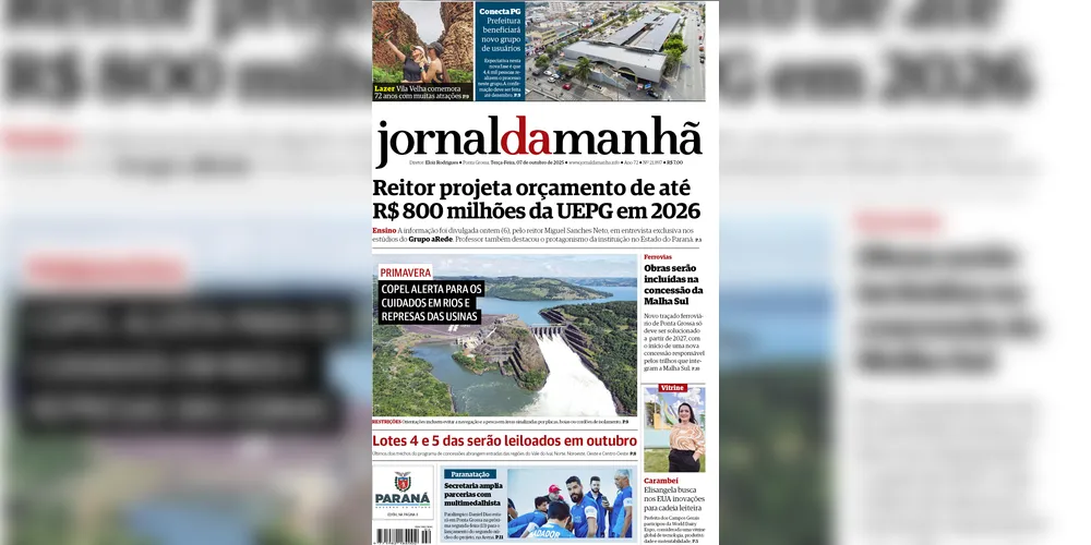 Imagem ilustrativa da imagem Capa da edição desta terça-feira (07/10/2025), do JM