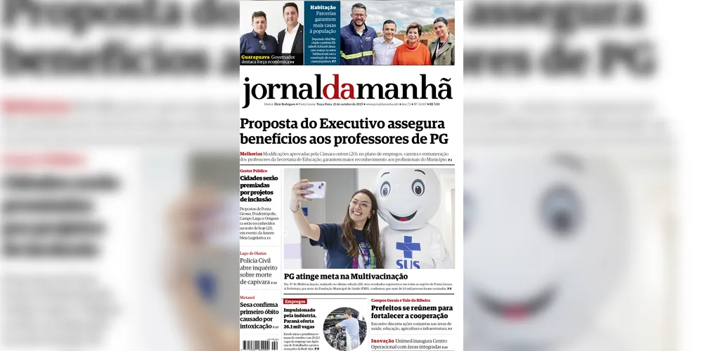 Imagem ilustrativa da imagem Capa da edição desta terça-feira (21/10/2025), do JM