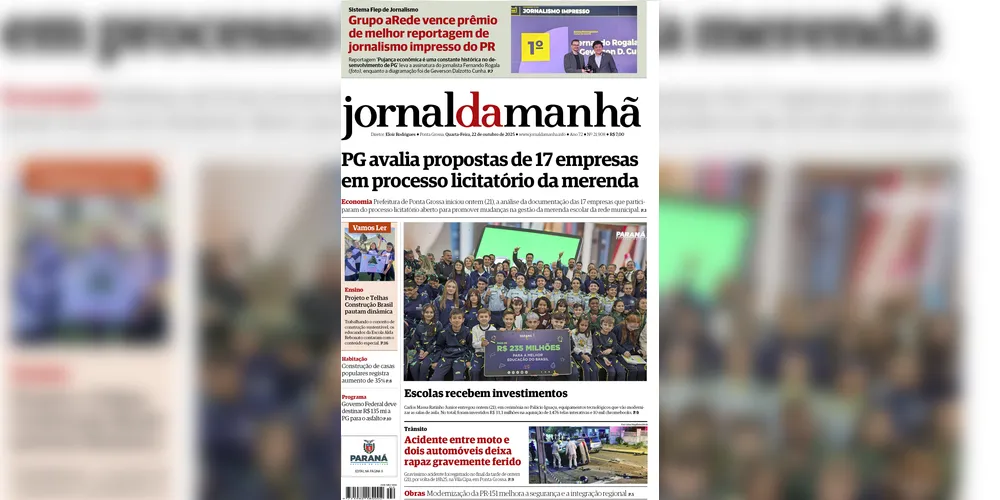 Imagem ilustrativa da imagem Capa da edição desta quarta-feira (22/10/2025), do JM