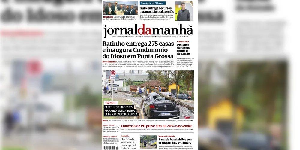 Imagem ilustrativa da imagem Capa da edição desta sexta-feira (10/10/2025), do JM