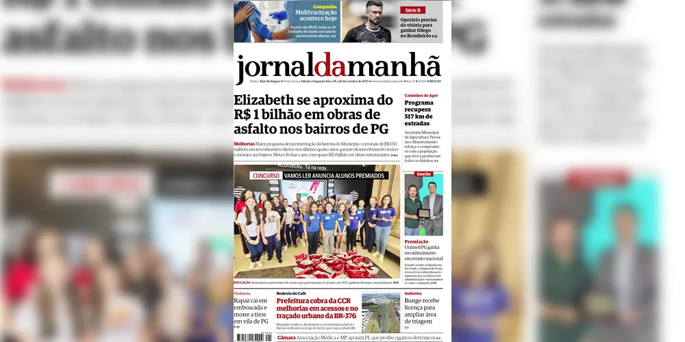 Imagem ilustrativa da imagem Capa da edição deste fim de semana (18, 19 e 20/10/2025), do JM