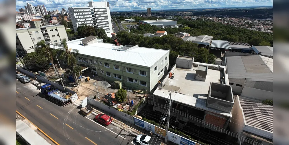 Imagem aérea revela construção do Centro Oncológico da Santa Casa em Ponta Grossa