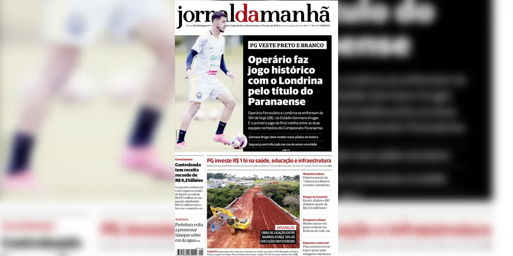 Imagem ilustrativa da imagem Capa da edição deste fim de semana (28 de fevereiro, 1º e 2 de março de 2026) do JM