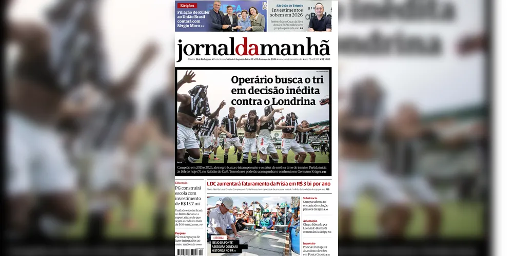 Imagem ilustrativa da imagem Capa da edição deste fim de semana (07, 08 e 09/03/2026), do JM