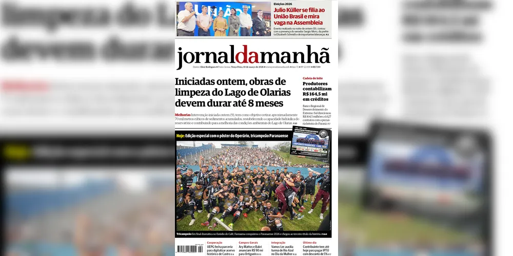 Imagem ilustrativa da imagem Capa da edição desta terça-feira (10/03/2026), do JM