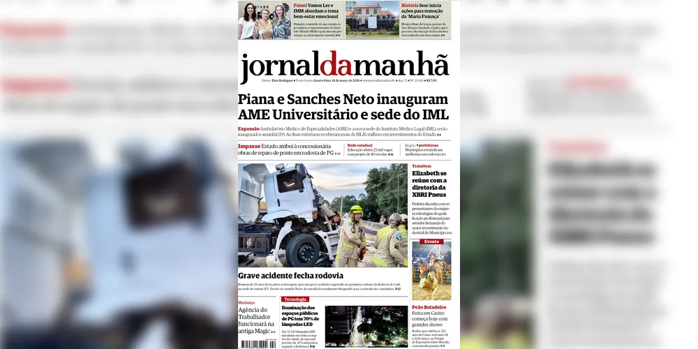 Imagem ilustrativa da imagem Capa da edição desta quarta-feira (18/03/2026), do JM