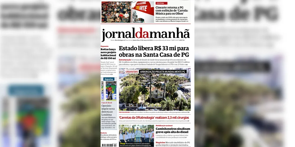 Imagem ilustrativa da imagem Capa da edição desta quinta-feira (19/03/2026), do JM