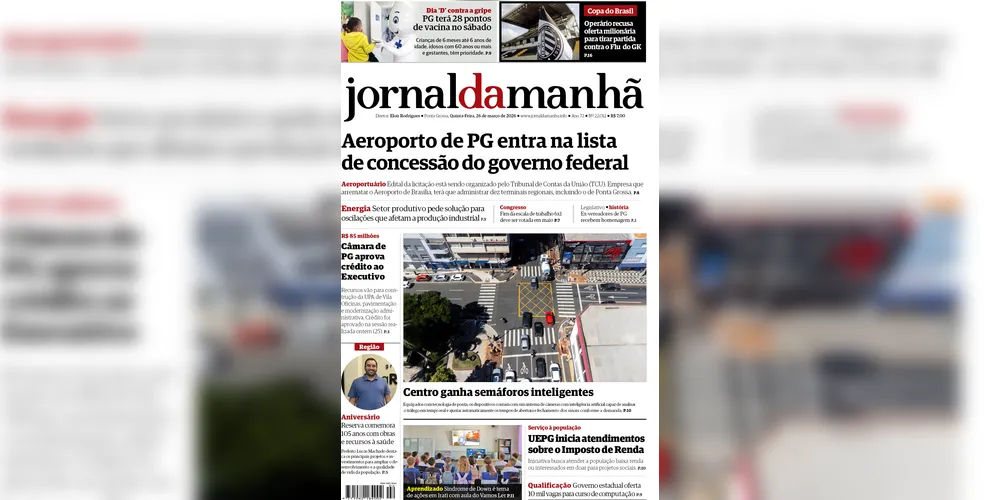 Imagem ilustrativa da imagem Capa da edição desta quinta-feira (26/03/2026), do JM